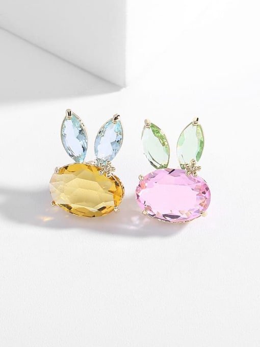 brass cubic zirconia rabbit cute lapel pin