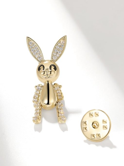 brass rhinestone rabbit dainty lapel pin