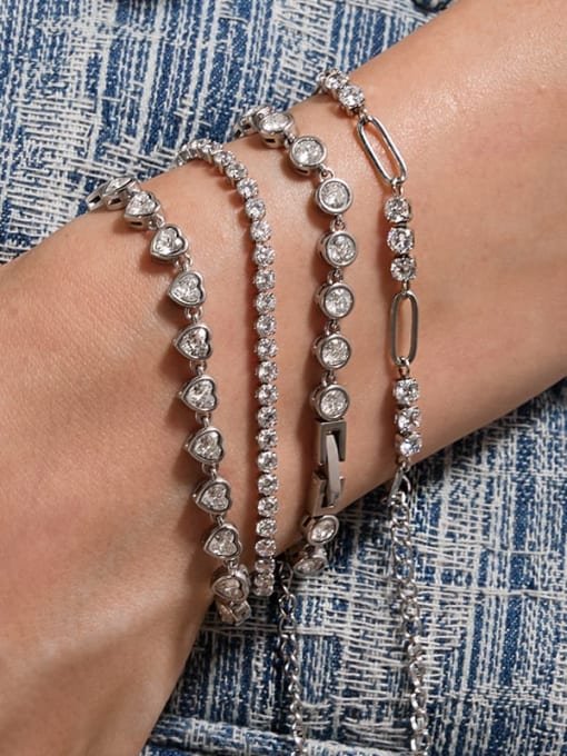Stainless Steel Cubic Zirconia Heart Trend Bracelet