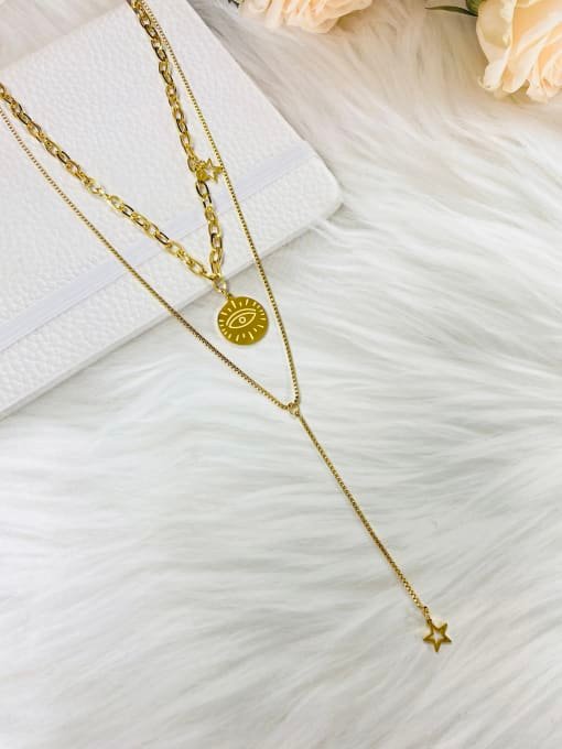 stainless steel evil eye dainty multi strand necklace