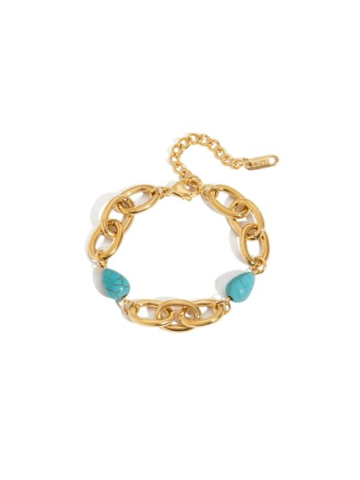 stainless steel turquoise geometric hip hop bracelet