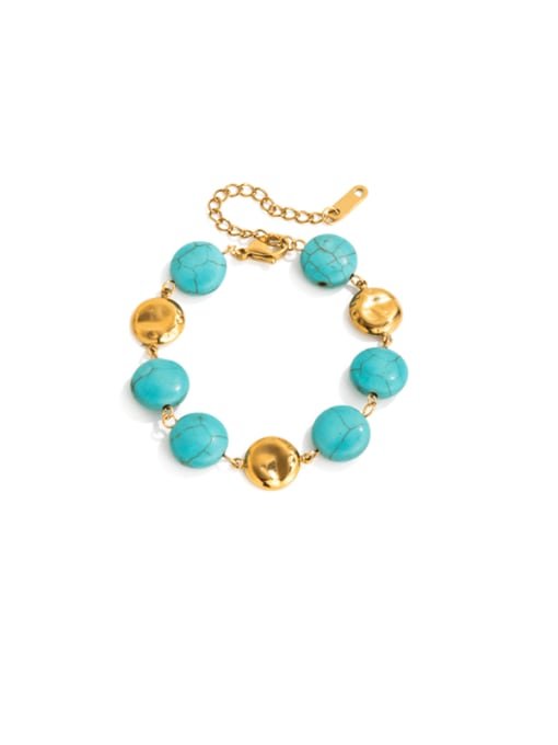 stainless steel turquoise geometric hip hop bracelet 1